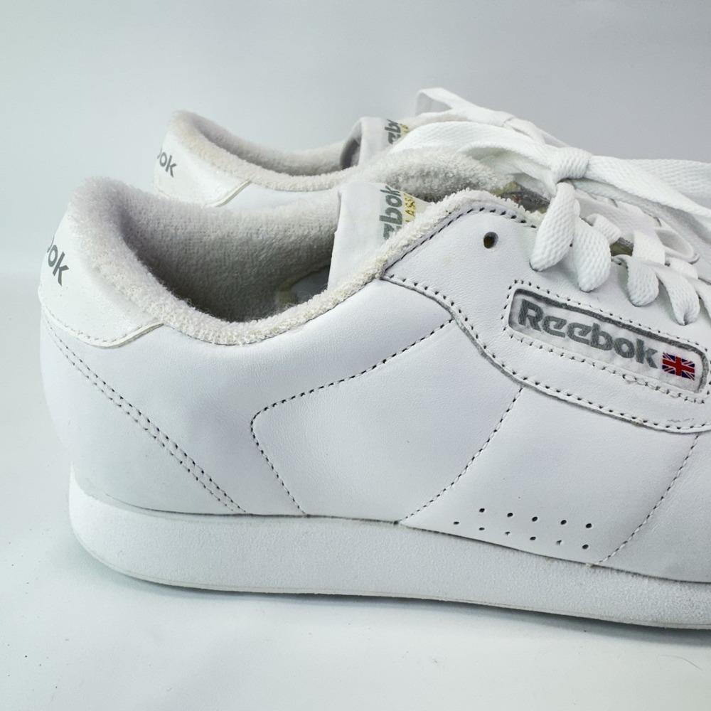 Reebok Princess White Leather Sneakers Womens 7.5 Classic Casual Shoes - Picture 3 of 12